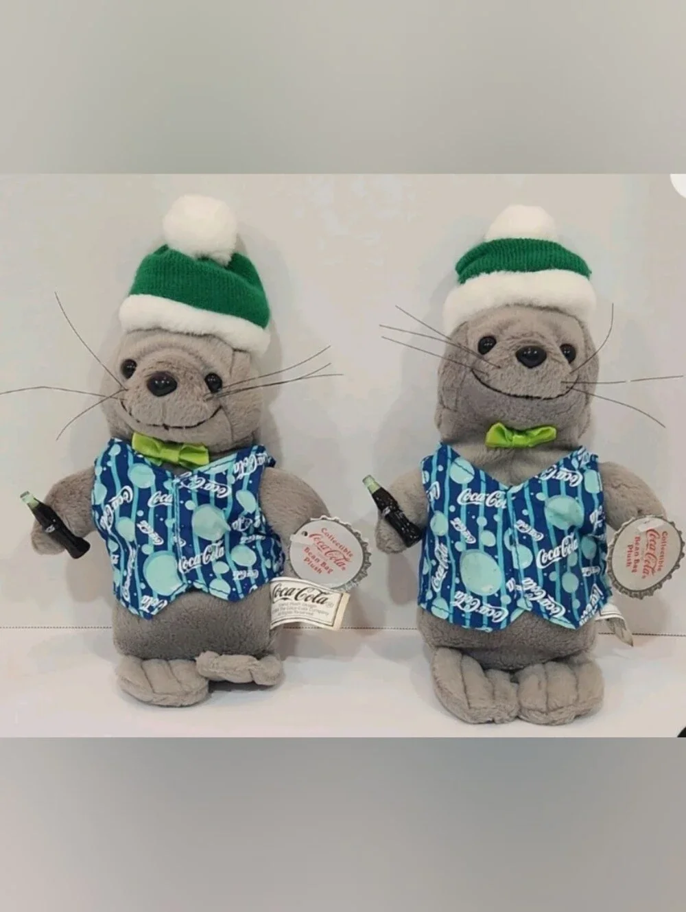 Coca Cola Gray Plush Seal Collectible, Lot Of 2